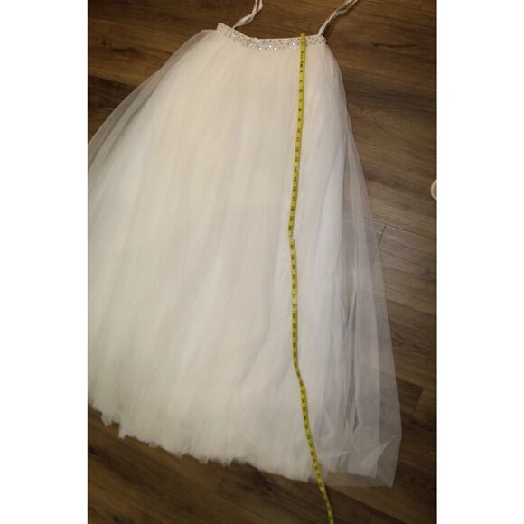 Sherri Hill Ivory Tulle Maxi Skirt Beaded Waist Formal Bridal Prom Size 2 - Picture 7 of 7